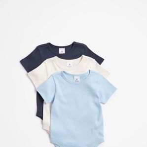 Baby Organic Cotton Bodysuits 3 Pack - Blues