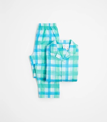 Family Matching Boys Youth Checkered Cotton Flannelette Pyjama Set