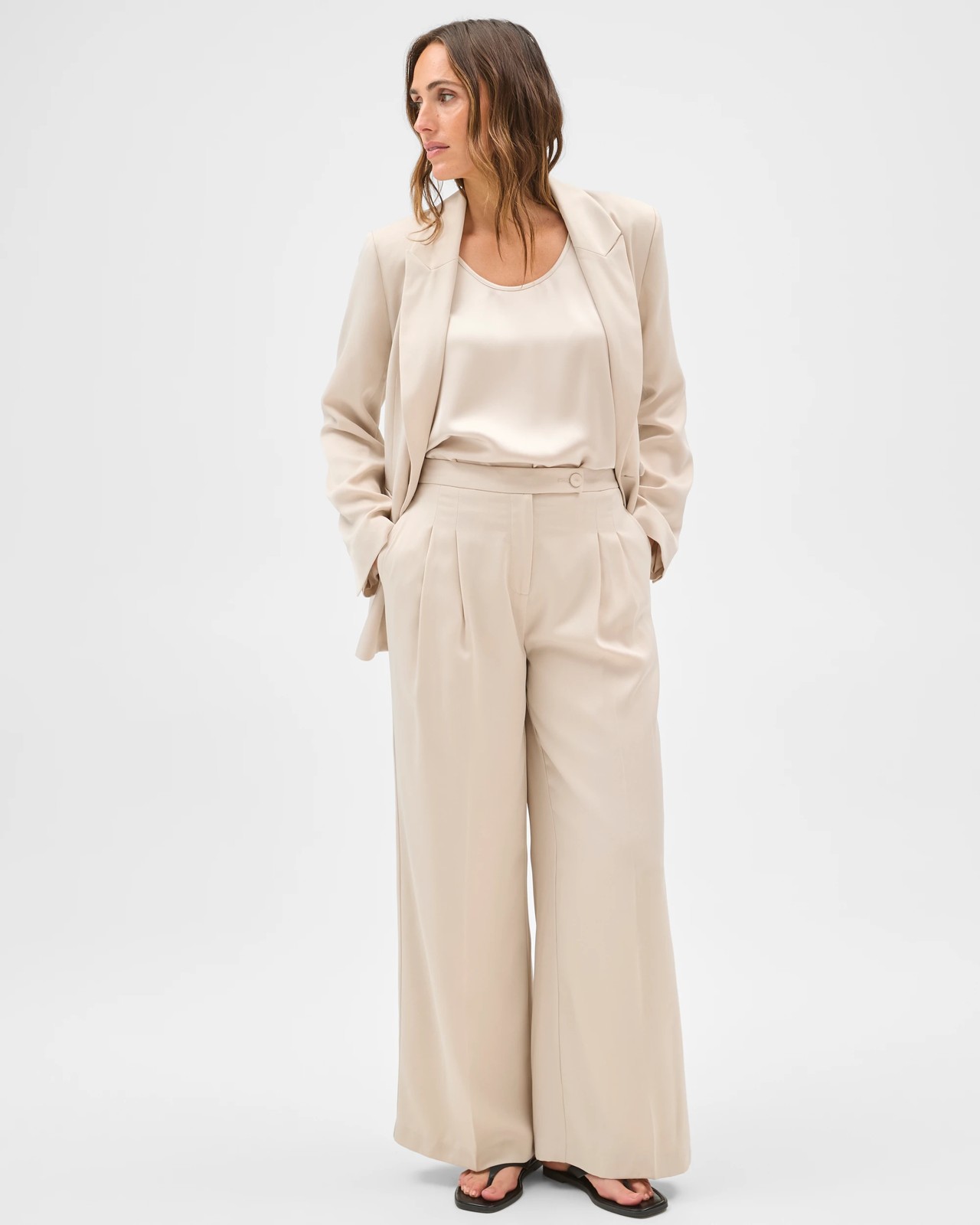 Preview Erica Tailored Wide Leg Satin Pants 3 of 5