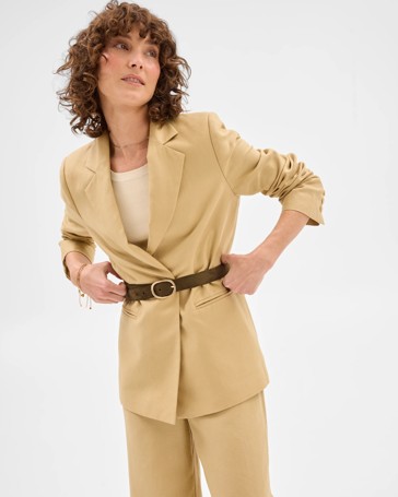 Linen Blend Single Breasted Blazer - Preview