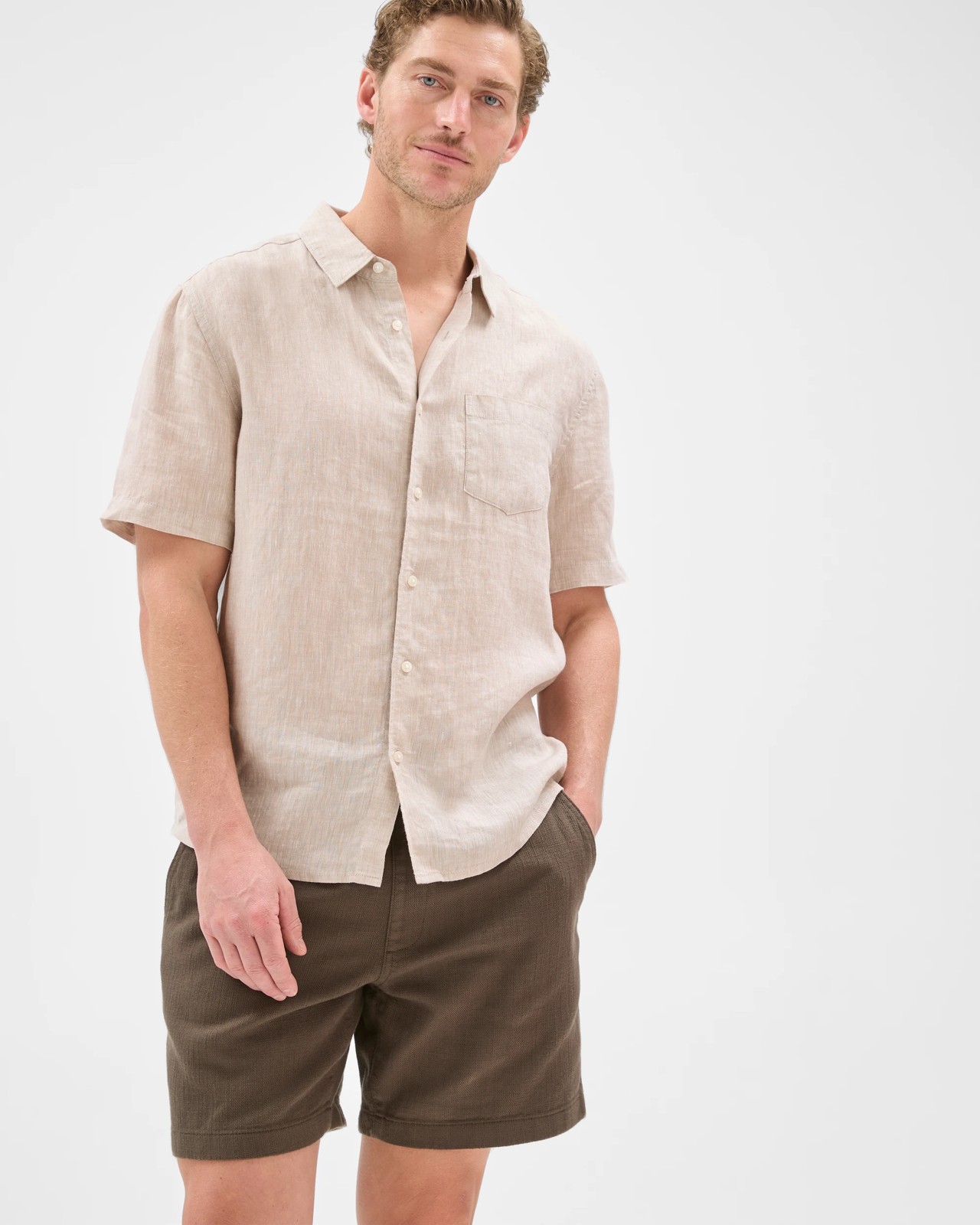 Australian Cotton Textured Shorts - Dark Olive 3 of 6