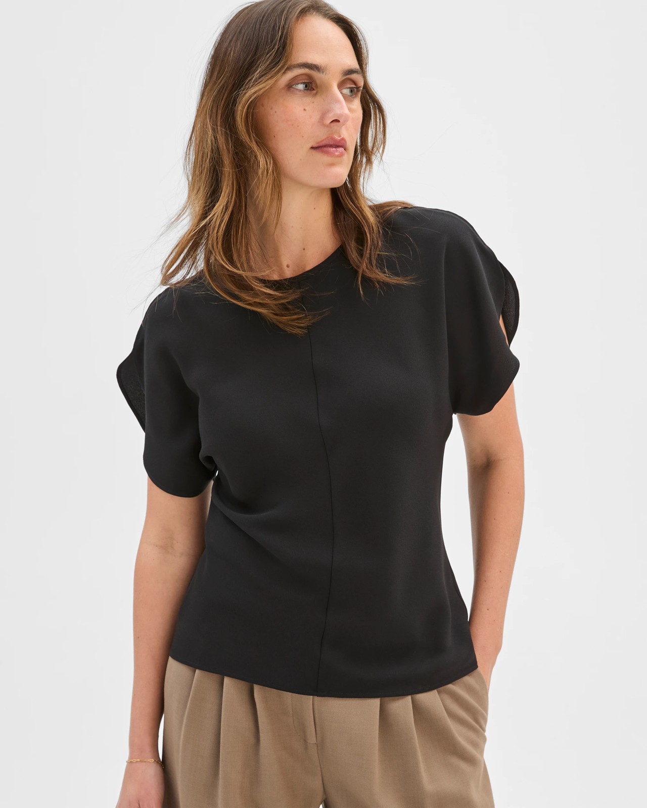 Preview Petal Sleeve Blouse - Black 4 of 5