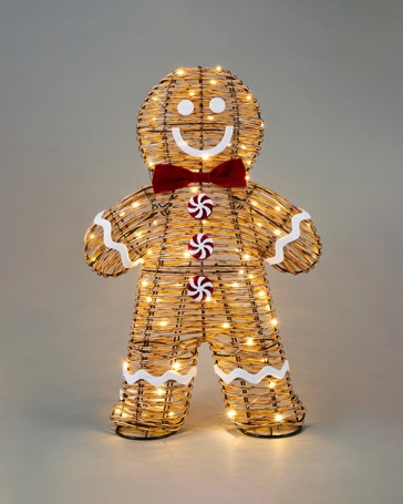 Anko Battery Operated LED Light Up Rattan Look Gingerbread