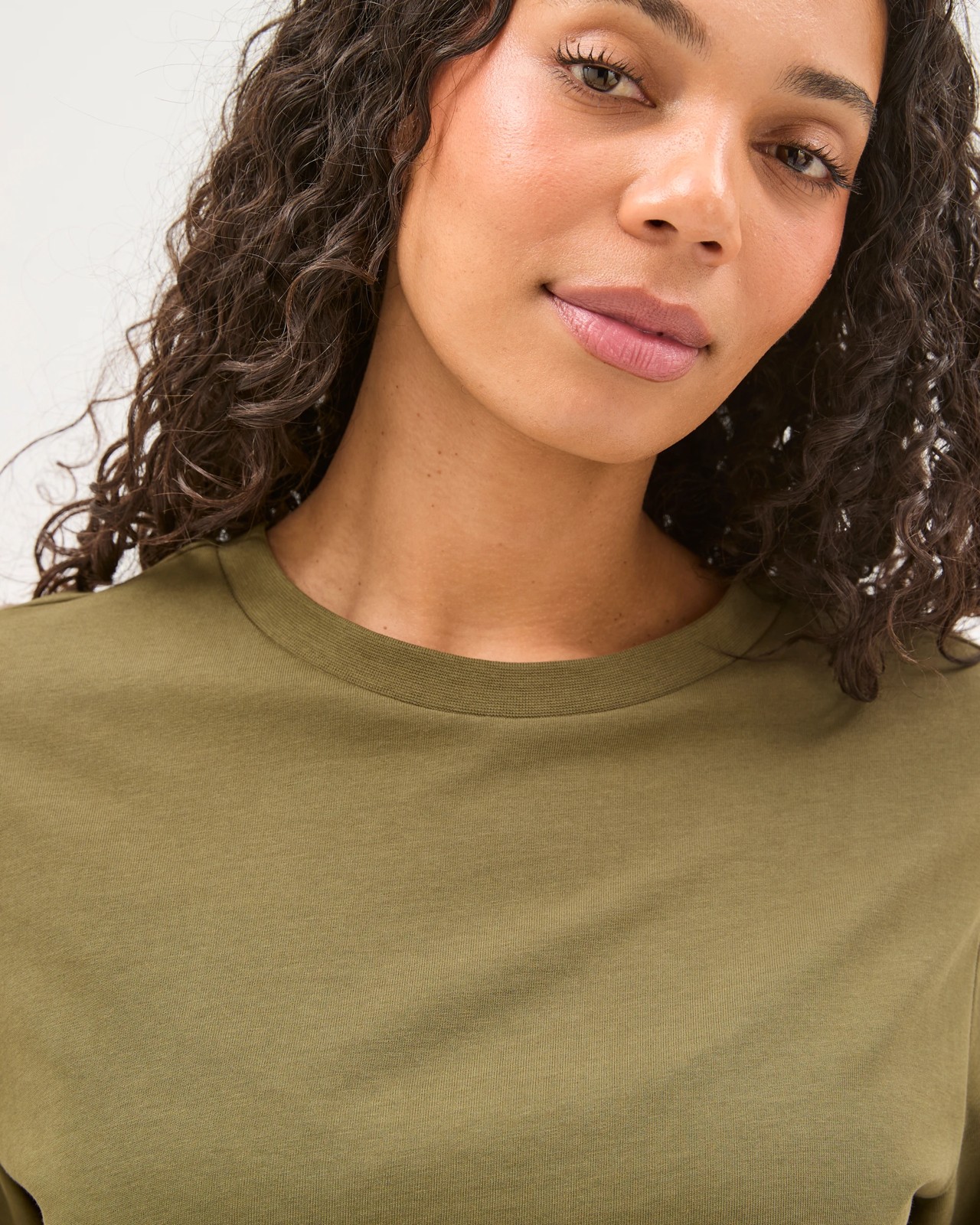 Australian Cotton Boxy Fit Woven Back T-Shirt - Dusty Moss 5 of 6