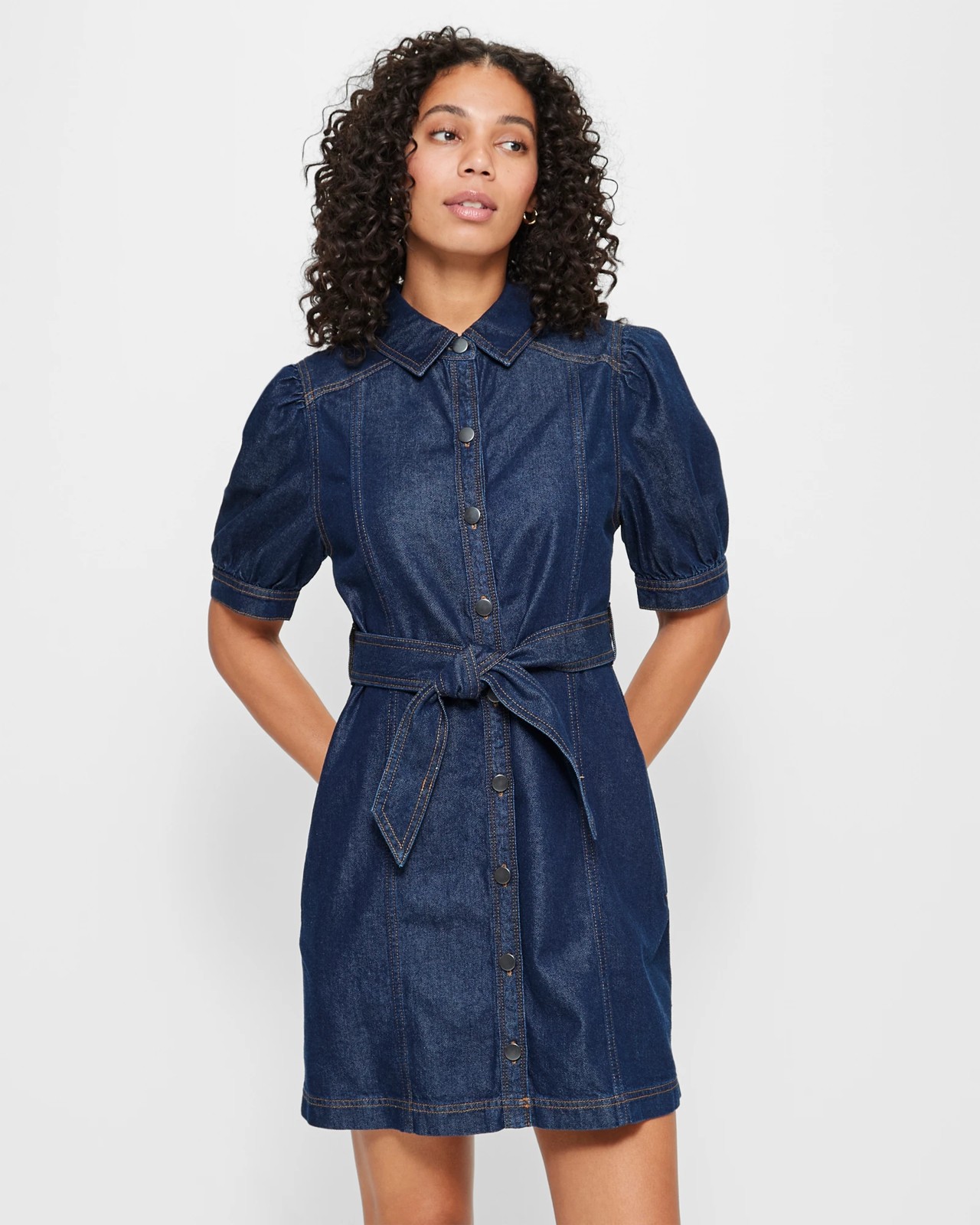 Puff Sleeve Panelled Denim Dress Target Australia