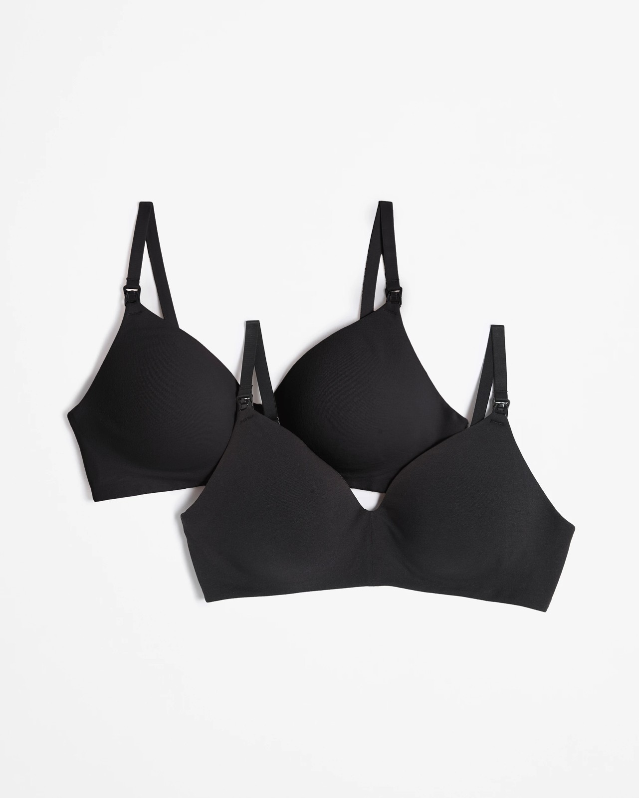 Maternity Organic Cotton 2 Pack Wirefree T-Shirt Bras - Black / Black 5 of 6