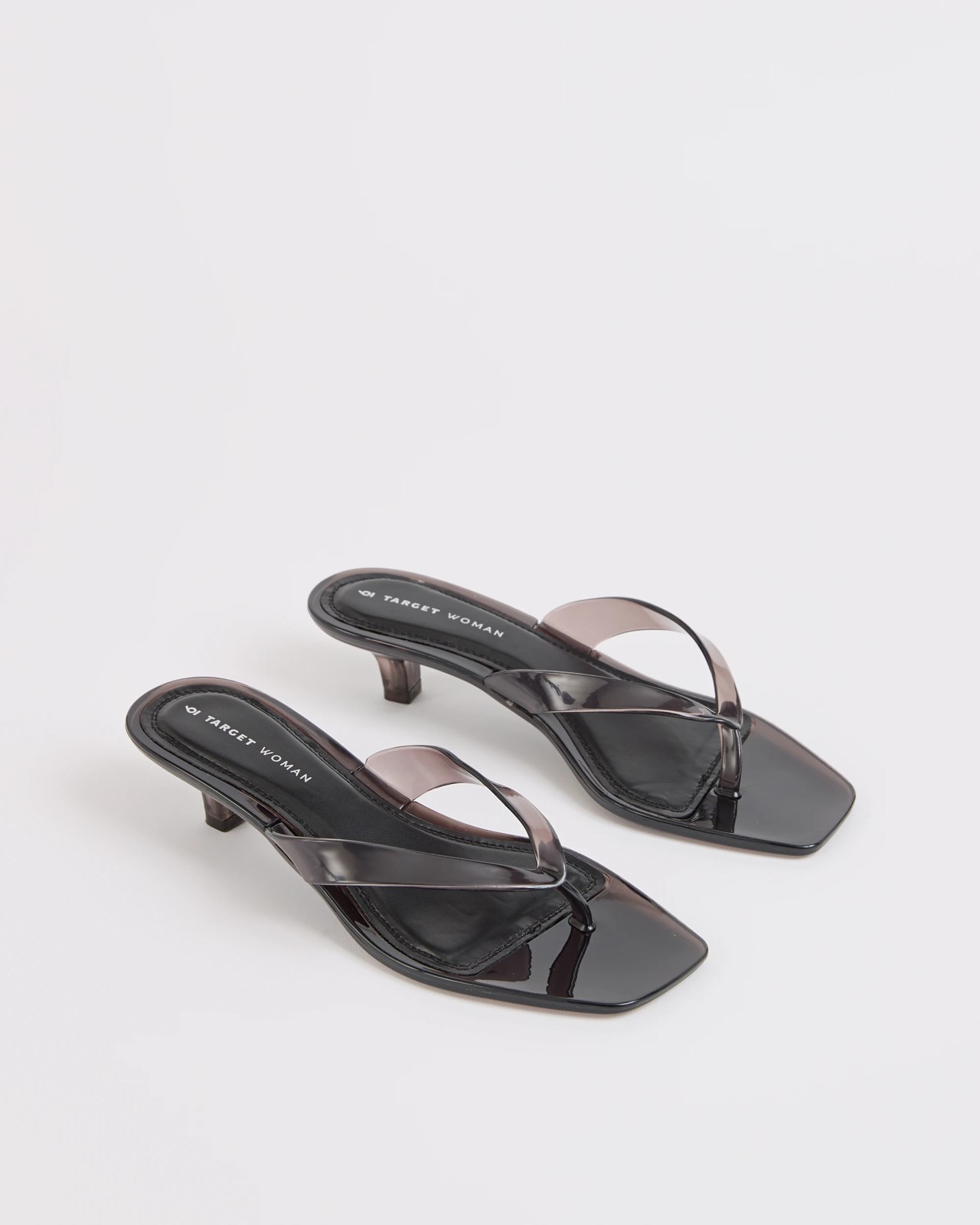 Heeled Jelly Thongs - Black / Clear 2 of 3