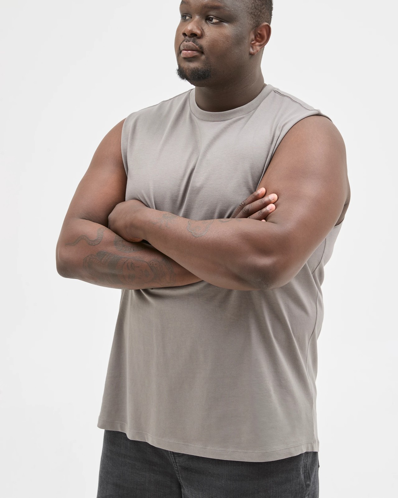 Plus Size Australian Cotton Plain Tank Top - Gargoyle 5 of 5