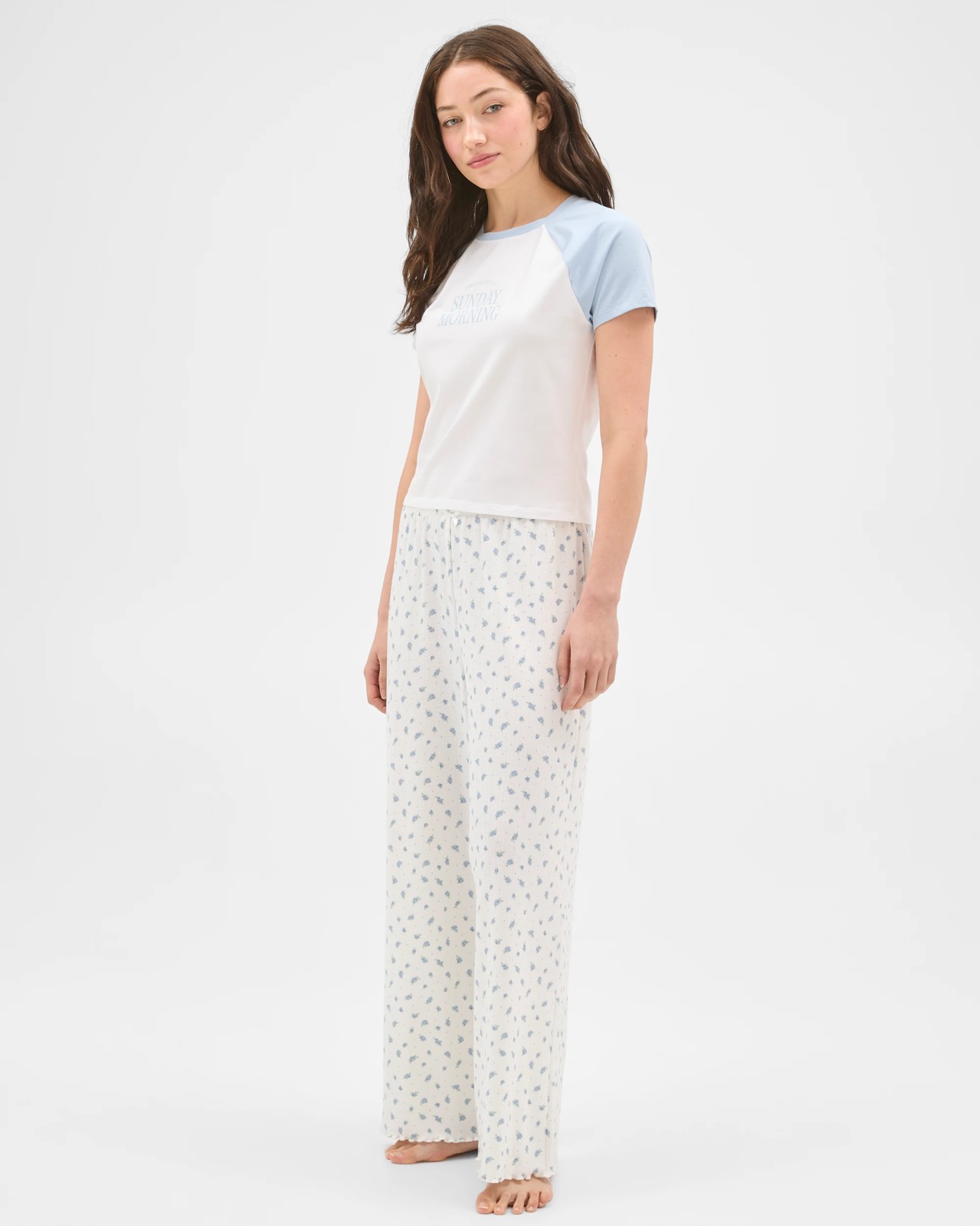Lily Loves Pointelle Sleep Pants - Blue Floral 5 of 6