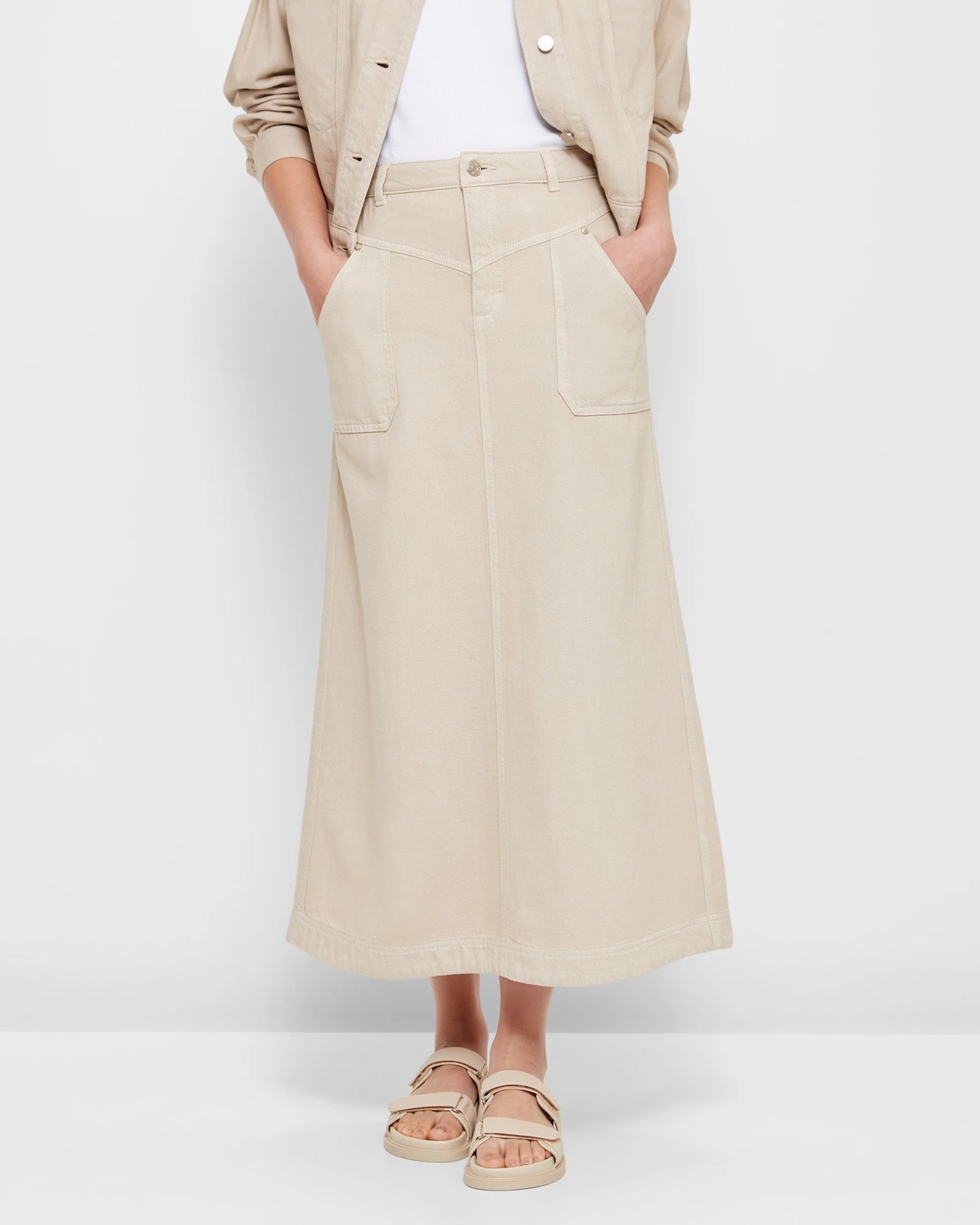 Denim Utility Detail Maxi Skirt Target Australia