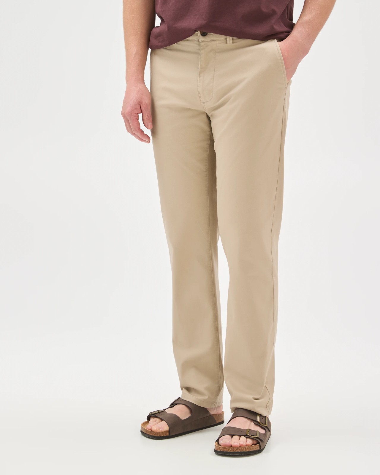 Australian Cotton Straight Chino Pants  - Stone 6 of 6