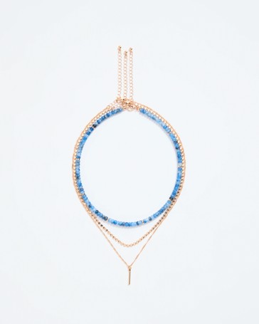 Layered Bead and Chain Necklace Set