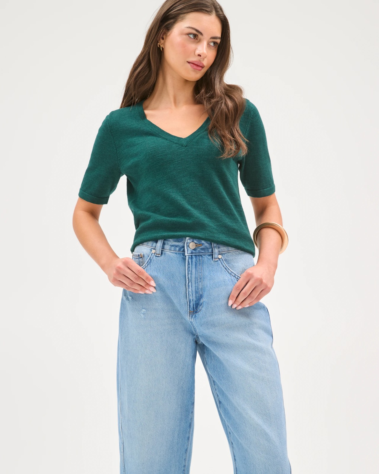 Petites Harper Barrel Leg Denim Jeans 3 of 5