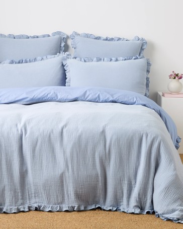 Tyler Muslin Ruffle Australian Cotton Quilt Cover Set
