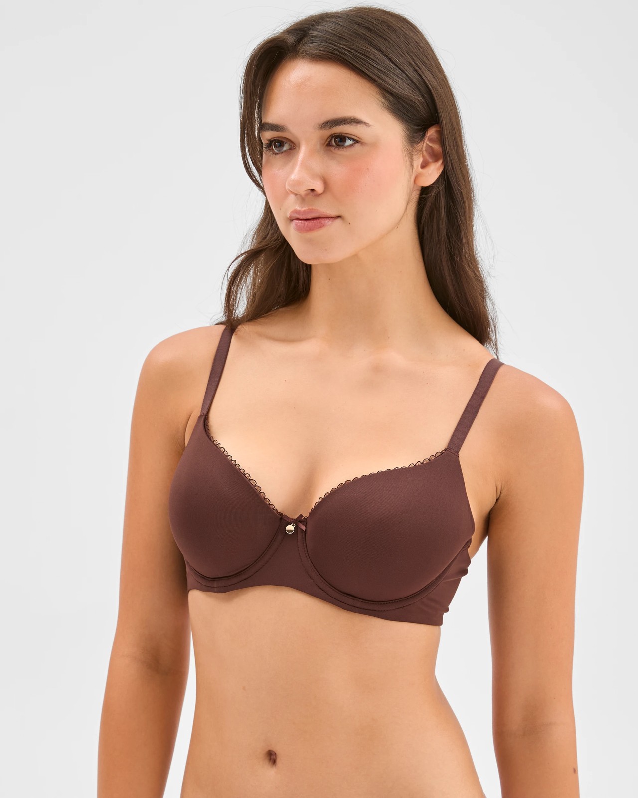 Underwire Lace Edge T-Shirt Bra - Dark Oak 2 of 3