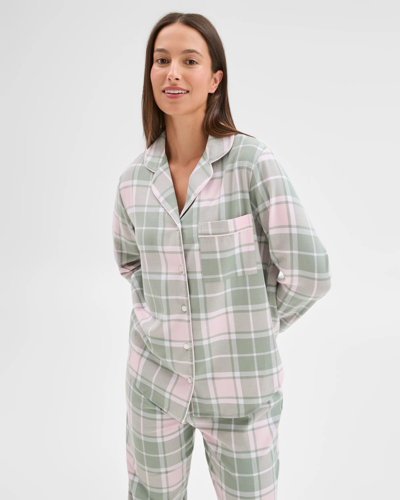 Australian Cotton Flannelette Pyjama Set - Green Check 4 of 6