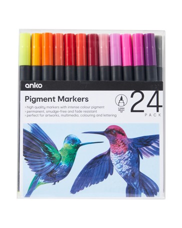 24 Pack Pigment Markers - Anko