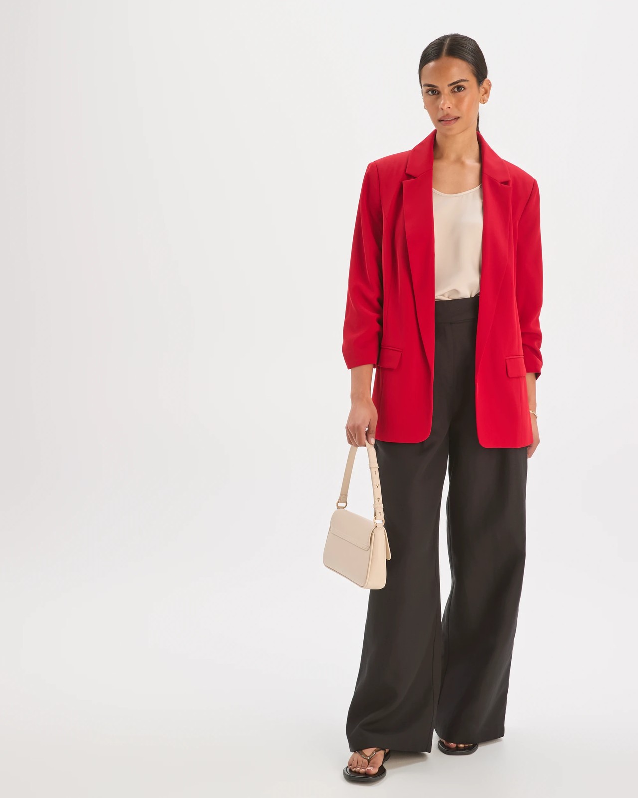 Preview Ruched Sleeve Blazer - Scarlet Red 2 of 6