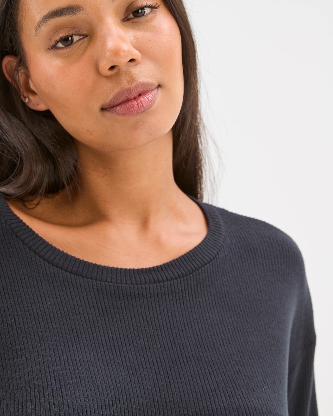 Cosy Rib Crew Neck Sleep Top - Black 5 of 6