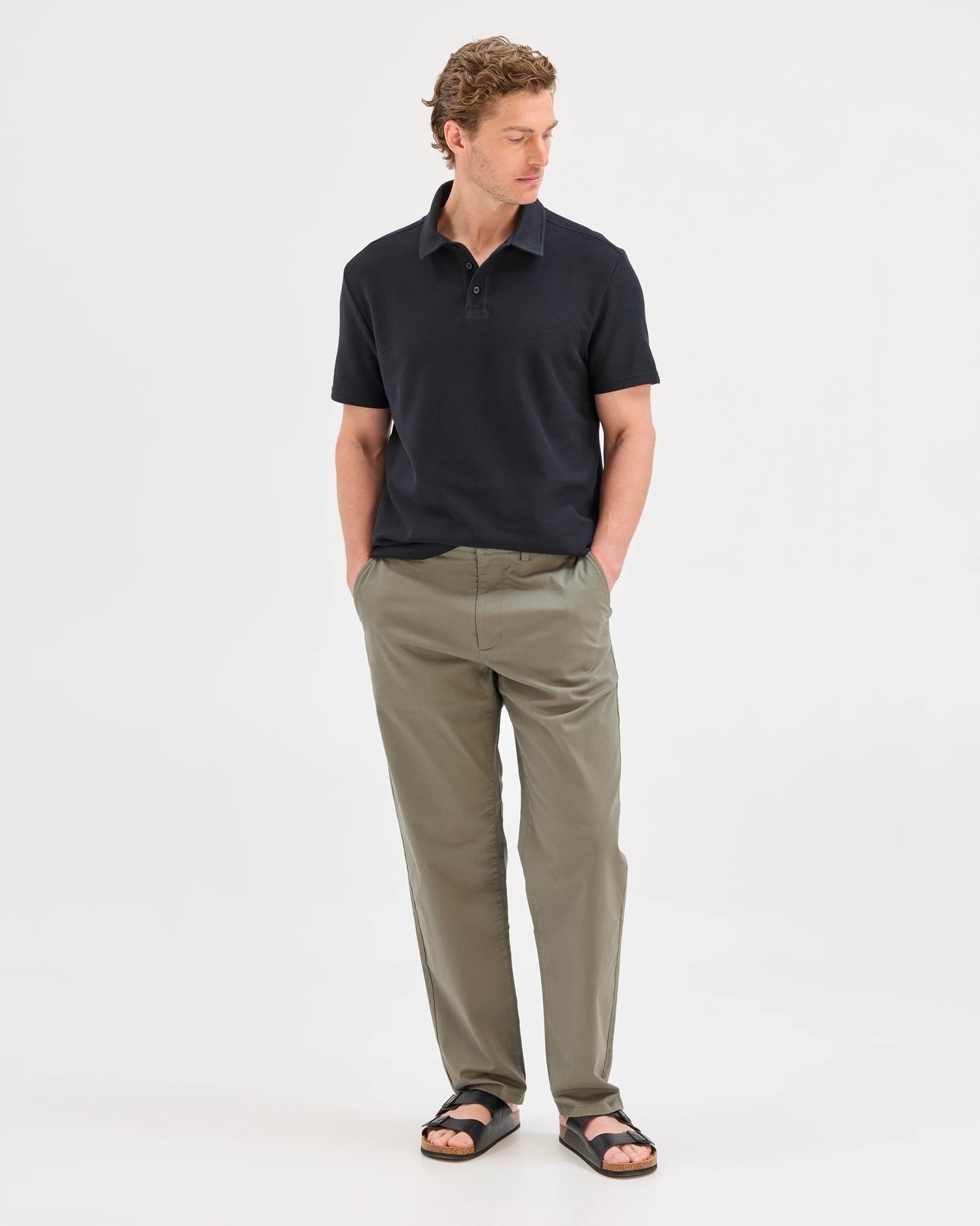 Australian Cotton Textured Polo Top - Black 2 of 6
