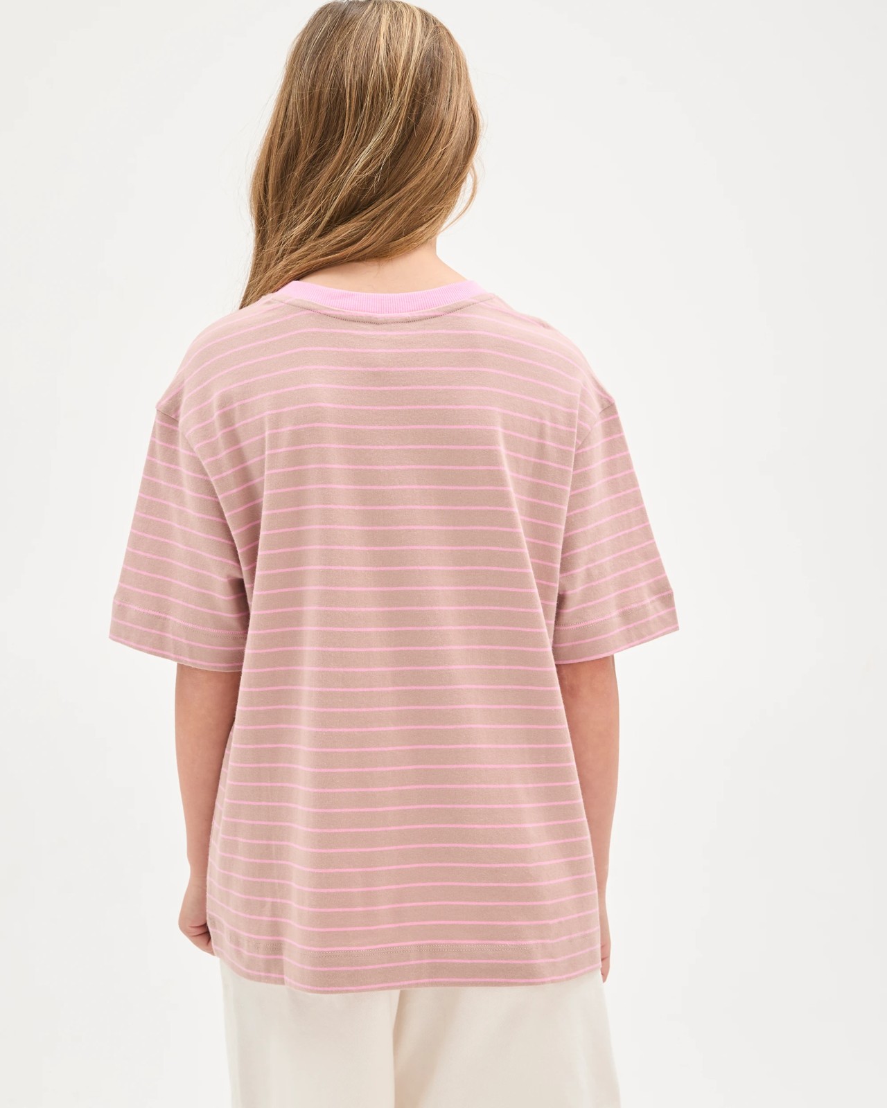 Australian Cotton Oversized T-Shirt - Pet Club Brown Stripe 6 of 6