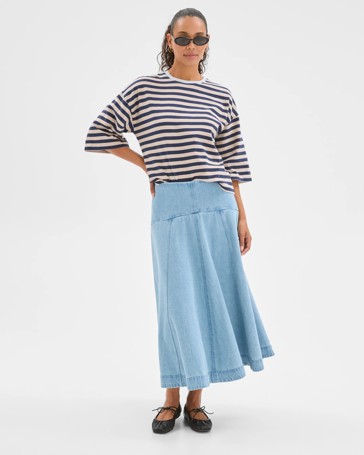 Panelled Denim Maxi Skirt