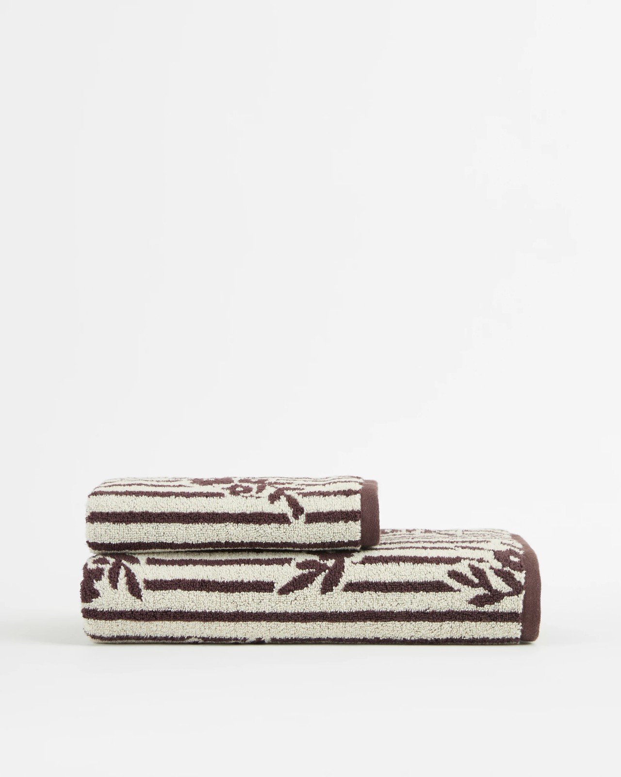 Jasmine Floral Stripe Australian Cotton Bath Towel - Chocolate 3 of 3
