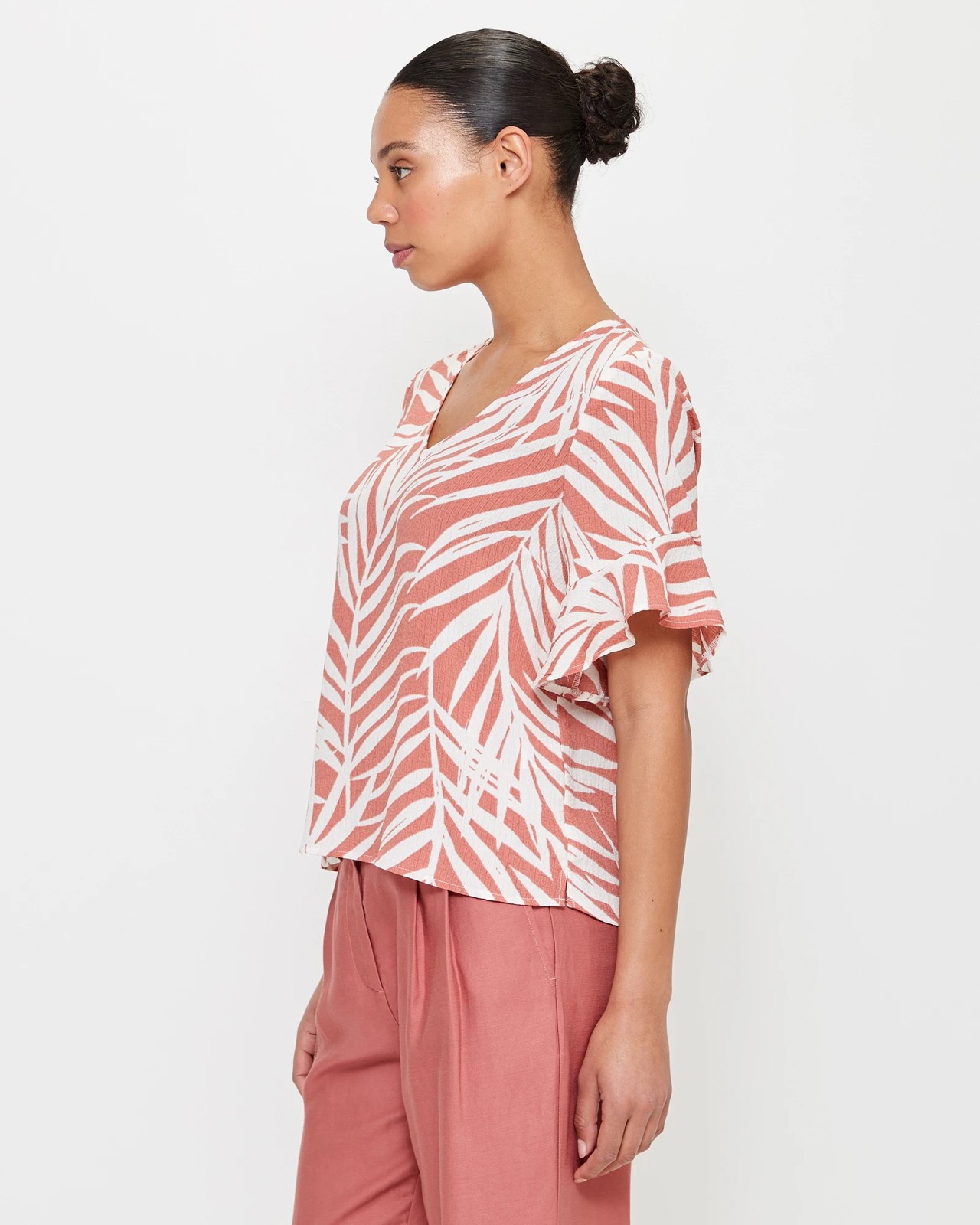 Queenie Woven V-Neck Shell Top - Preview  3 of 6