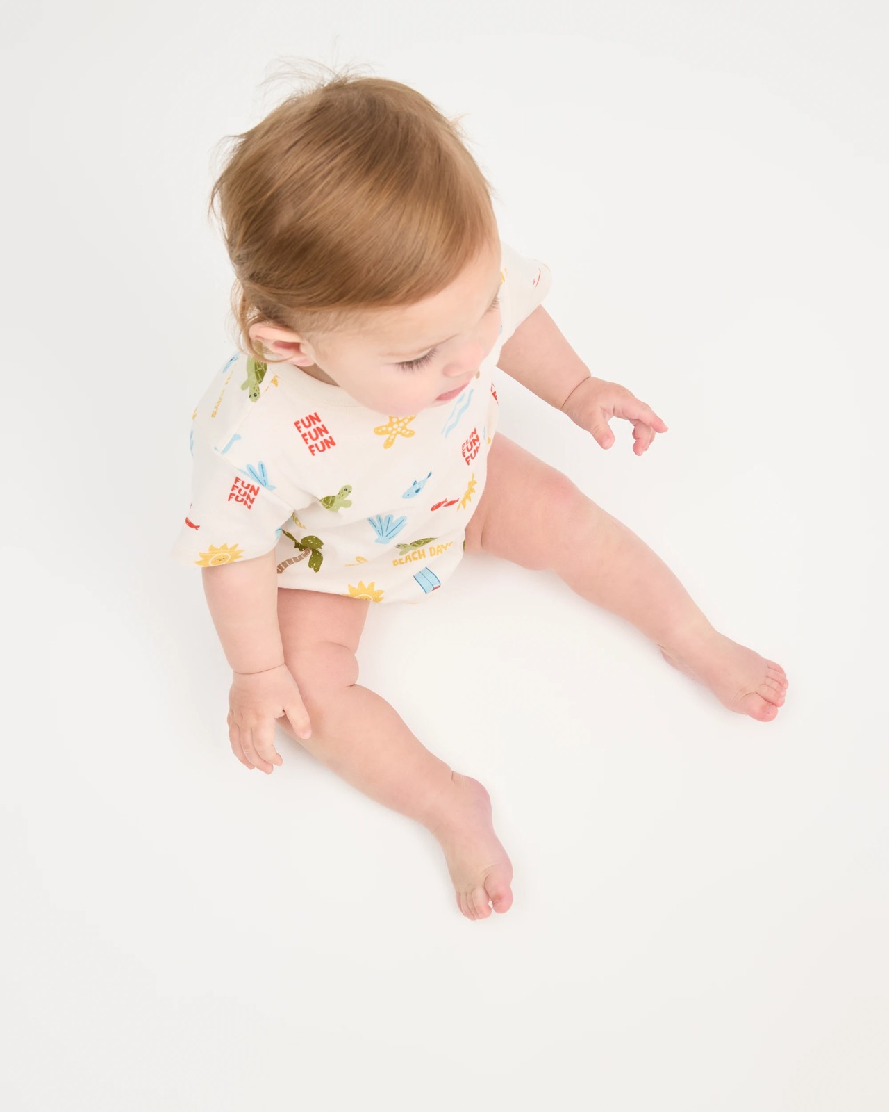 Baby Organic Cotton Short Sleeve Bubble Bodysuit - Beach Days Cream 3 of 5