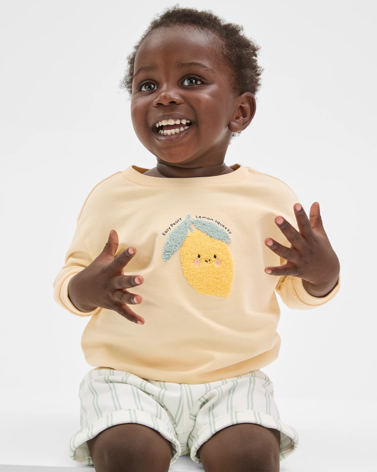 Organic Cotton Jumper and Shorts Set - Lemon 2 of 6
