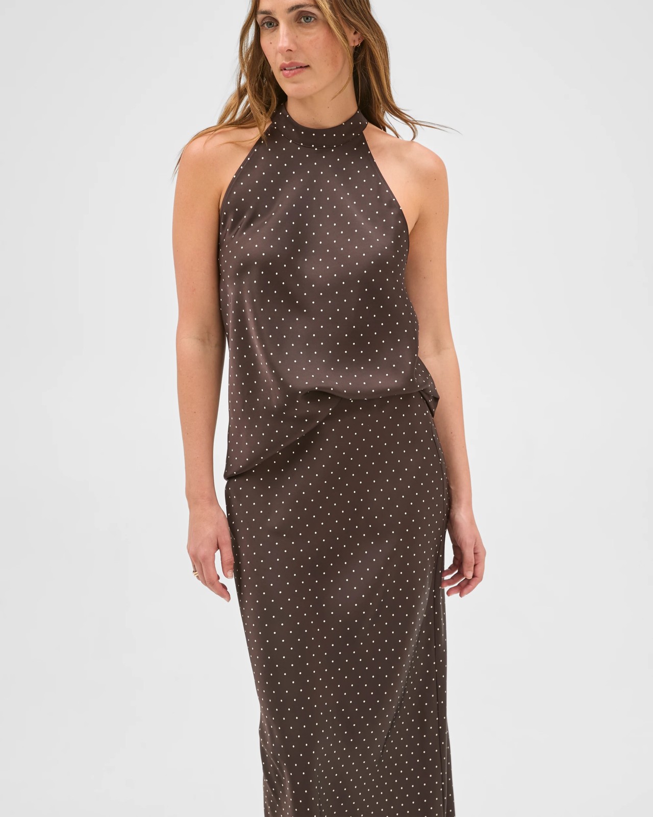 Preview Satin Bias Cut Midi Skirt  - Coffee Bean Spot 3 of 6