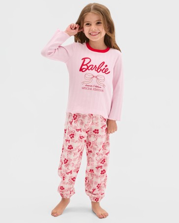 Barbie Australian Cotton Younger Girls Knit/Flannelette Pyjama Set