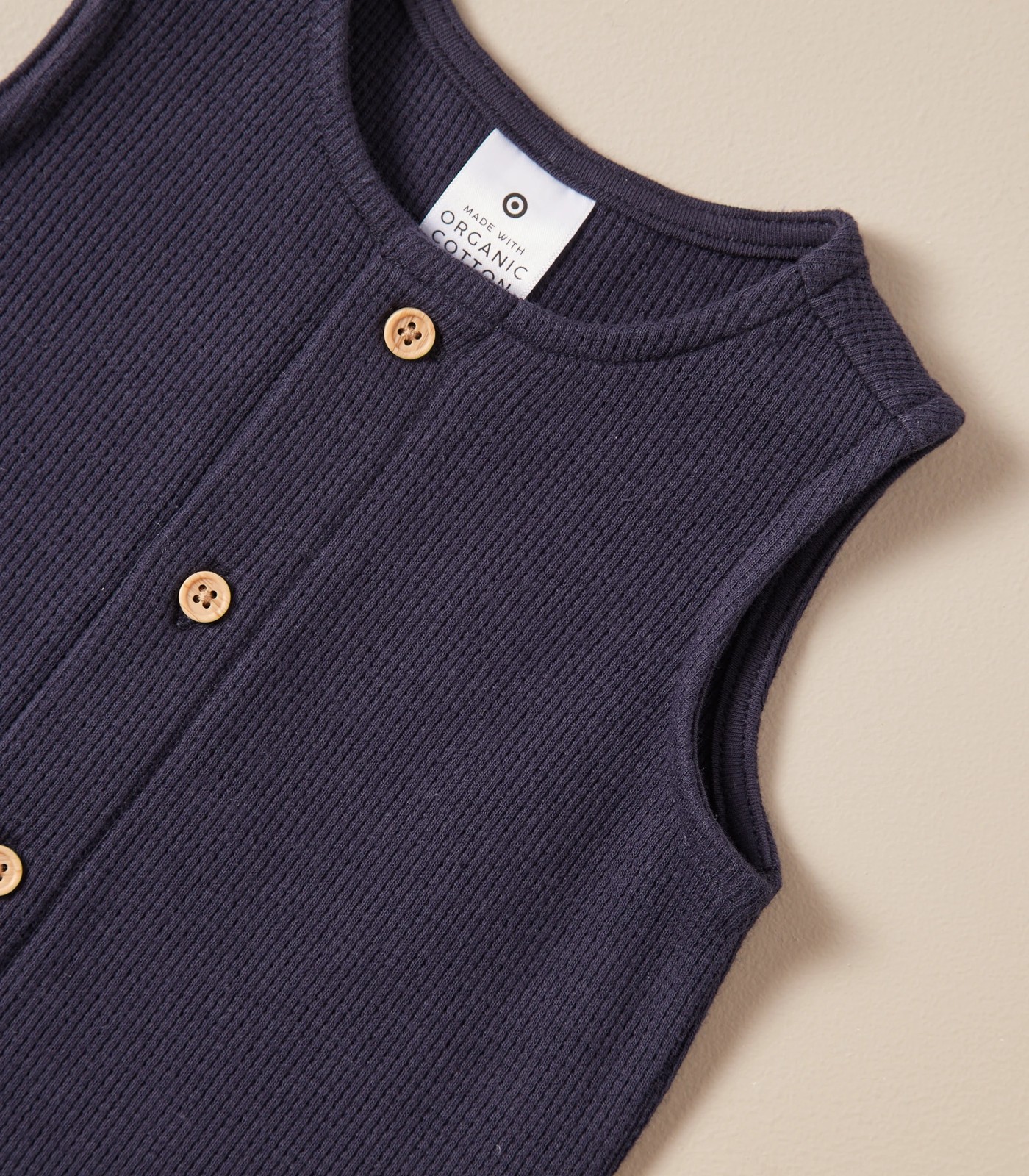 Baby Organic Cotton Henley Waffle Romper 3 of 6