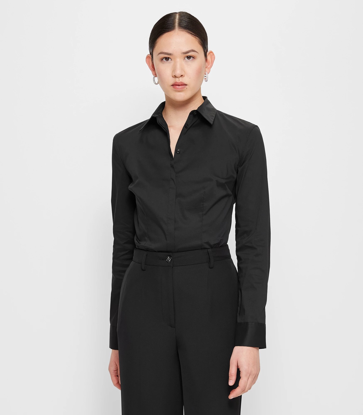 Long Sleeve Fitted Shirt - Preview - Black | Target Australia