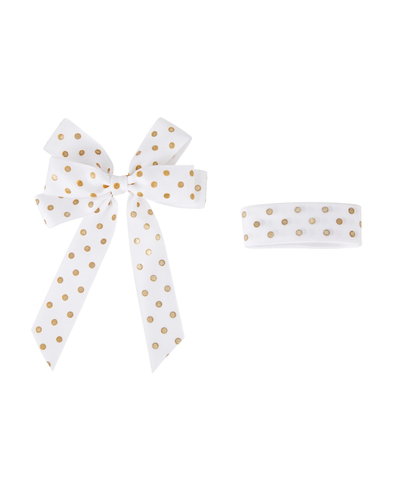 2 Piece Fabric Bow and Ribbon Set, Gold Dot - Anko 2 of 3