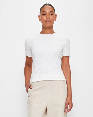 Smock Textured Crew T-Shirt - Preview