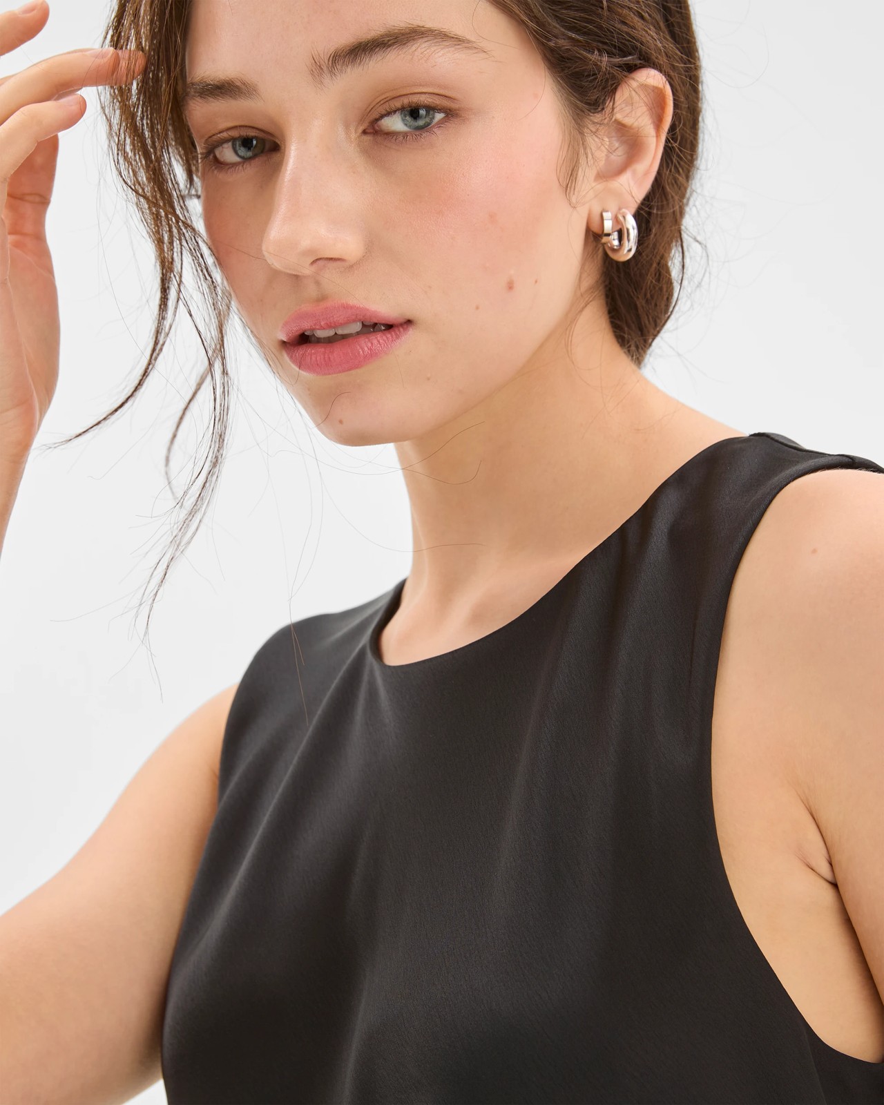 Lily Loves Asymmetrical Satin Tank Top - Black 5 of 5