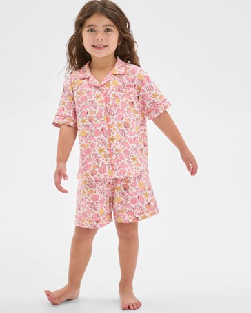 Bamboo Younger Girls Button Through Knit Pyjama Set