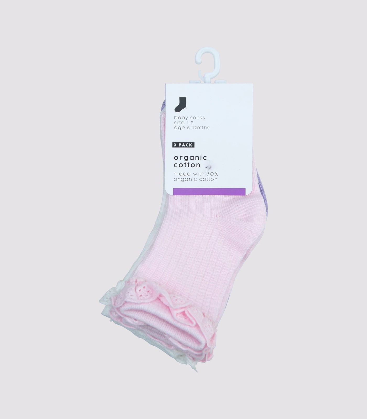 Baby Organic Cotton Blend Party Socks 3 Pack - Pinks | Target Australia