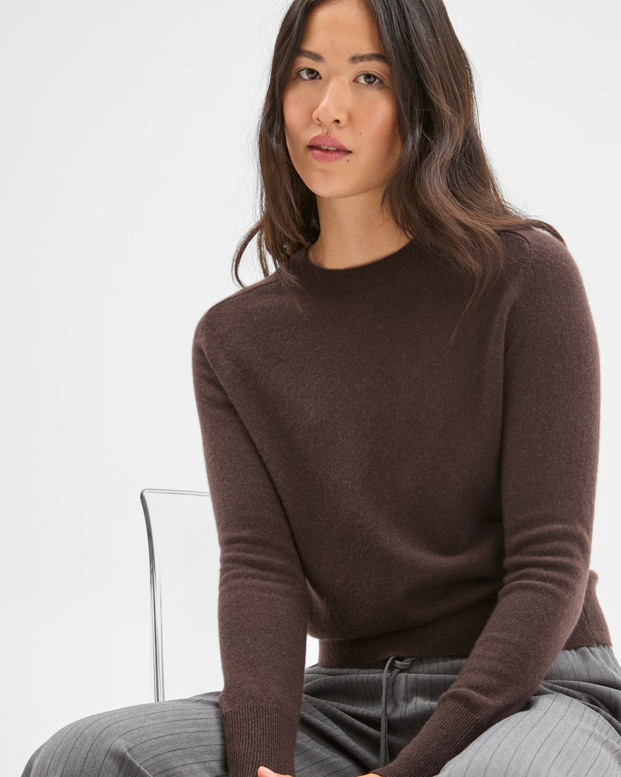 Preview Cashmere Crew Neck Jumper - Coffee Bean Marle 4 of 5