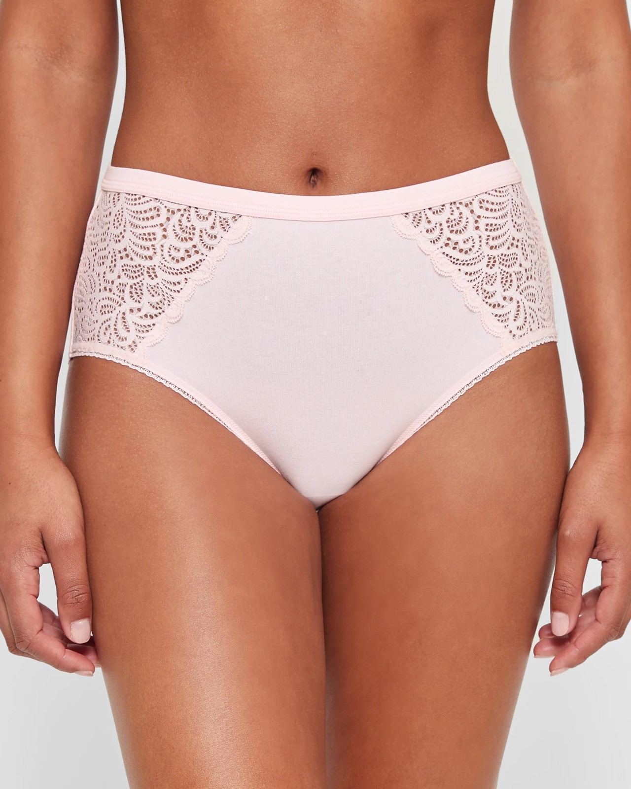 Australian Cotton and Lace Midi Briefs - Pink