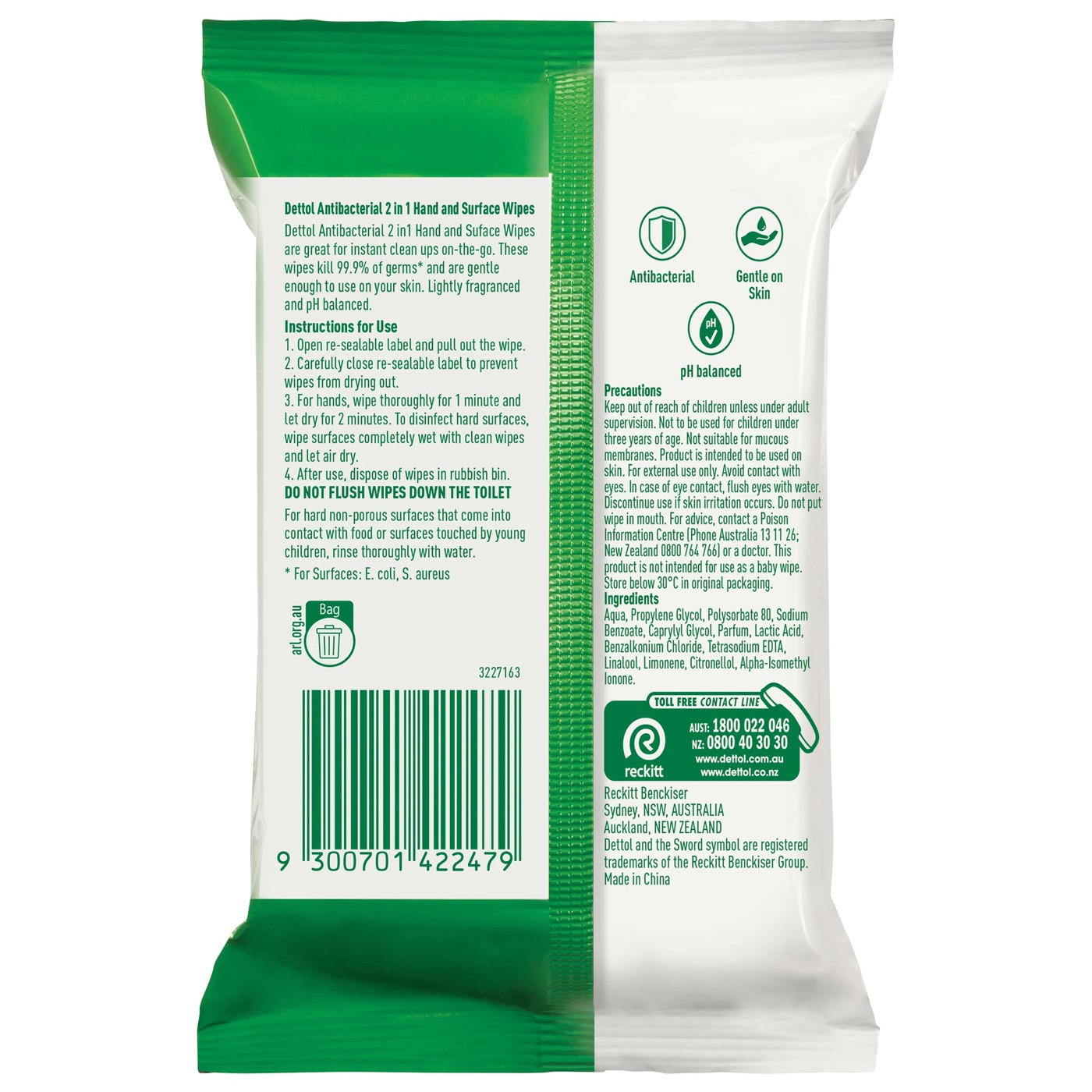 Dettol 2-in-1 Anti-Bacterial Wipes - 15 Pack 2 of 5