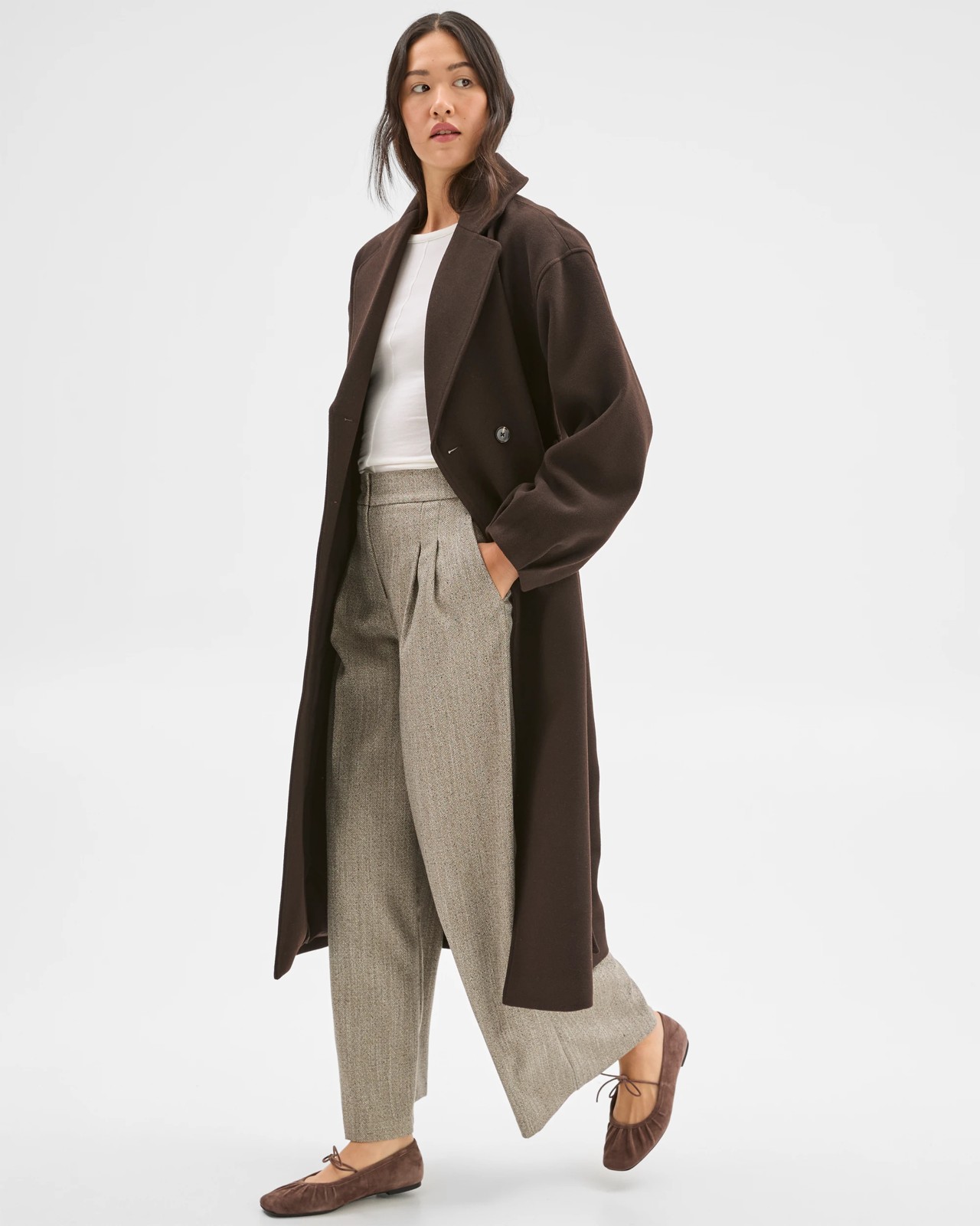 Preview Wrap Belted Coat - Truffle 3 of 6