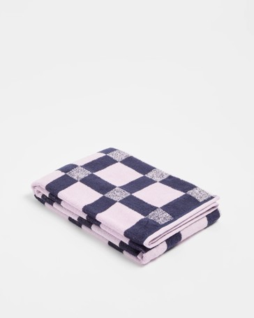 Kids Bath Towel - Ellis Check Navy/Purple