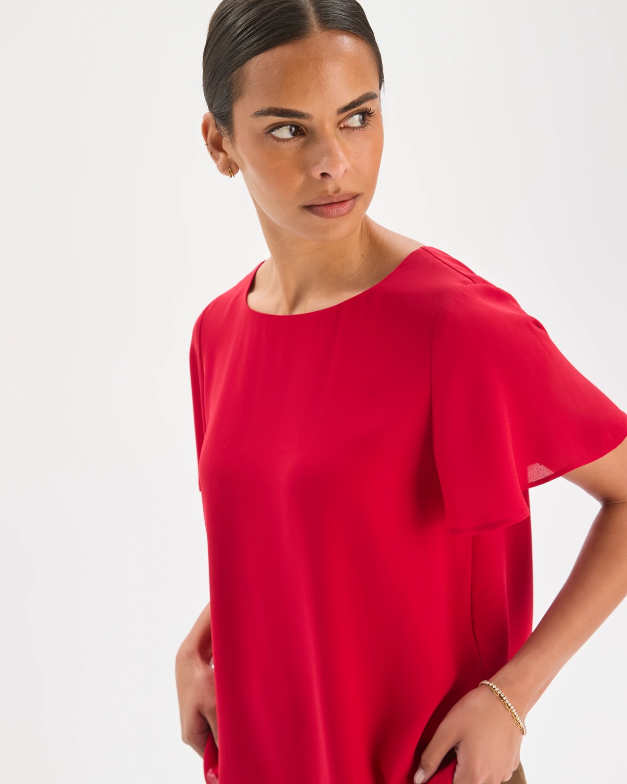 Preview Ella Crew Neck Blouse - Scarlet Red 5 of 6