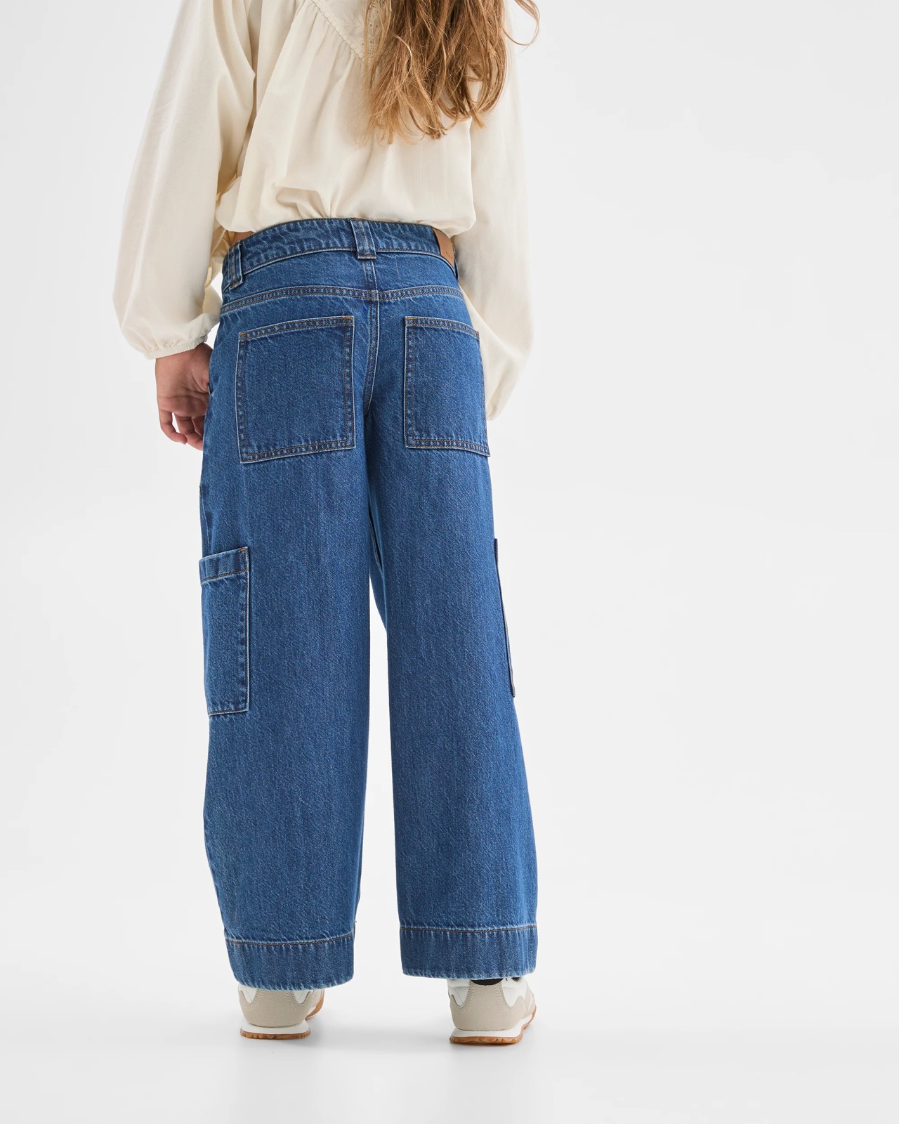 Denim Cargo Wide Leg Jeans - Indigo Wash 4 of 5