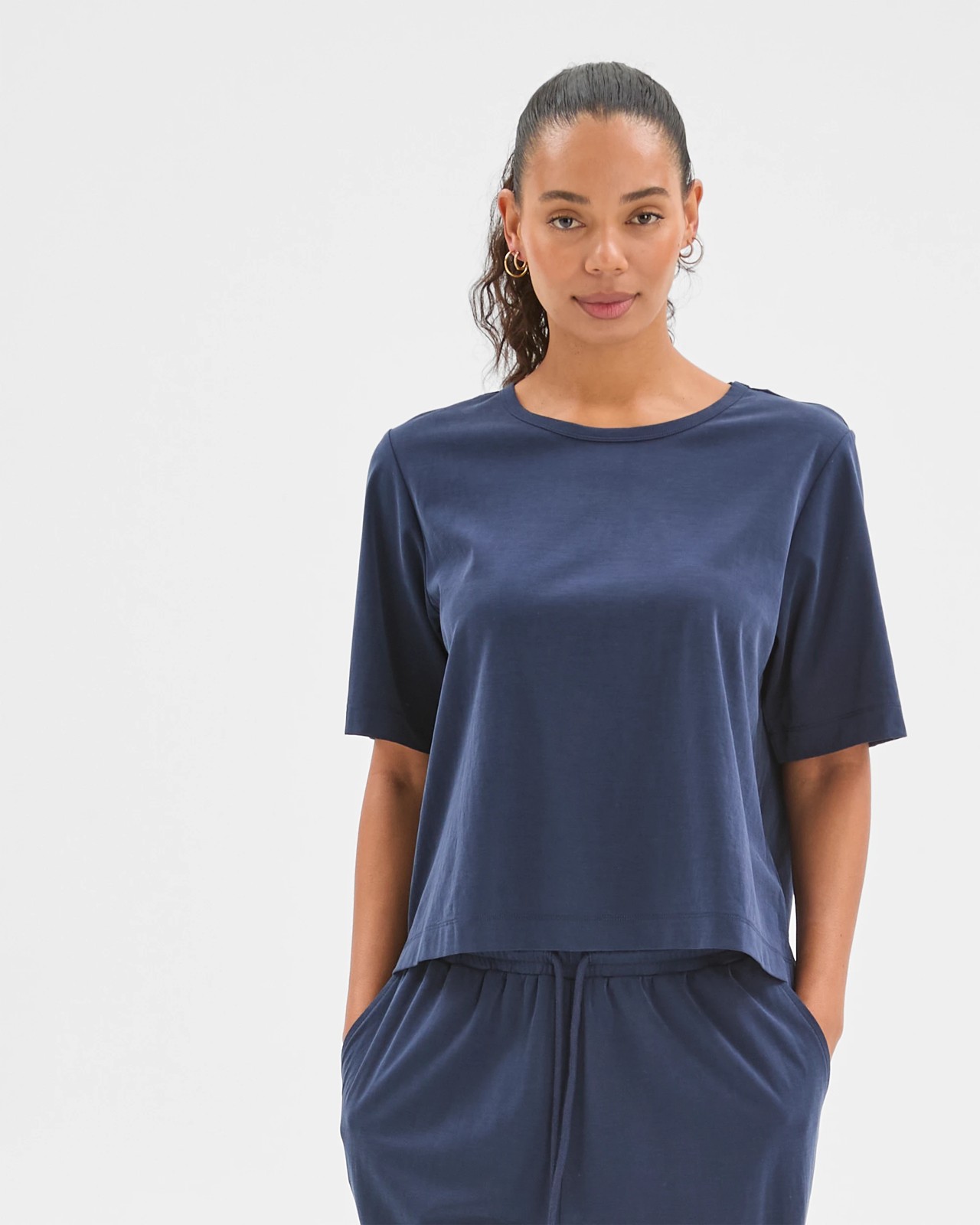 Relaxed Drape T-Shirt - Navy 4 of 6