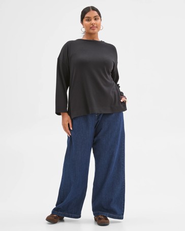 Plus Size Long Sleeve Ottoman Top