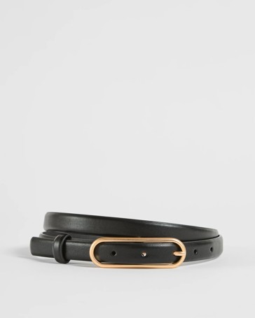 Elongated Oval Buckle Slim Belt