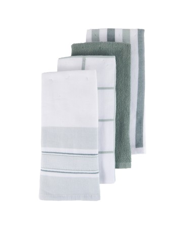 Anko 4 Pack Green Linear Terry Tea Towels